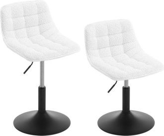 Woltu Set of 2 Chenille Upholstered Swivel Dining Chair, White - Woltu