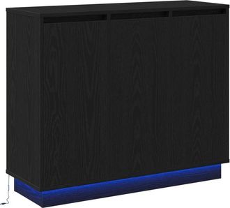 vidaXL Aparador Luz Led Madera Ingenier&iacute;a Roble Negro 90x32x75 Cm Vidaxl