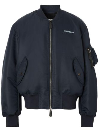 Burberry Bomberjack met logoprint - Blauw