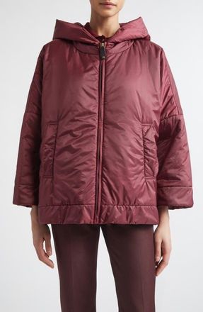 Max Mara Oversize Water Repellent Hooded Puffer Jacket in Red at Nordstrom, Size 10