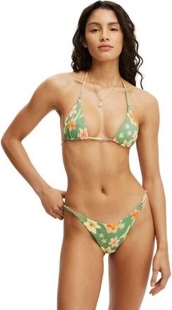 Cotton On Womens Micro String Thong Bikini Bottom in Boho Tropical Floral Jade at Nordstrom, Size X-Small