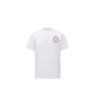 Moncler Moncler Overlapped Logo Cotton T-shirt, Men, White, Size: 3xl
