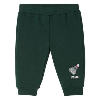 Fendi Green Logo Joggers for Baby Boys - male - Fendi - Sweatpants - Green - 12 M - Kids