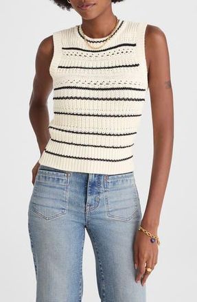 Madewell Stripe Cotton Sweater Vest in Jet Black Mini Stripe at Nordstrom Rack, Size Xx-Large