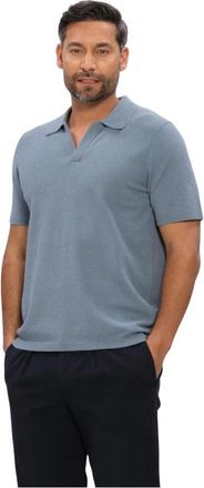 Profuomo Polo Open Collar Cotton Crepe - Heren - Polos - Blauw - L - Katoen - Tops