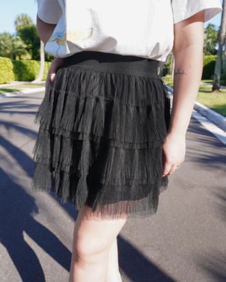 Elan Womens Tulle Mini Skirt In Black