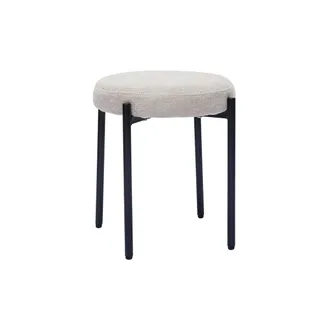 Miliboo Taburete Bajo Apilable De Tejido Efecto Aterciopelado Texturizado Beige Y Metal Negro 41 Cm Kiko