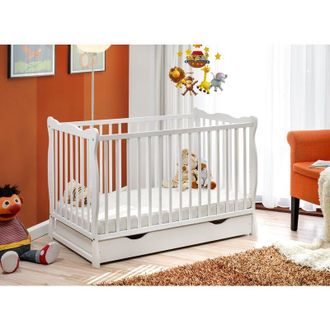 AC-D&eacute;co Letto culla bambini neonati con cassettone 124x82x71 Cm in legno di pino Ala colore Bianco