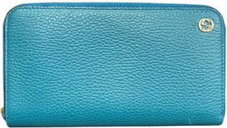 Gucci Turquoise Leather Long Wallet (Bi-Fold) (Pre-Owned)