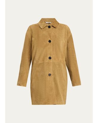 The Row Damir Suede Single-Breasted Car Coat