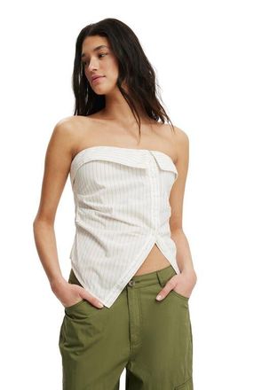 Cotton On Womens Mia Strapless Shirt in Grey Pinstripe at Nordstrom, Size 12
