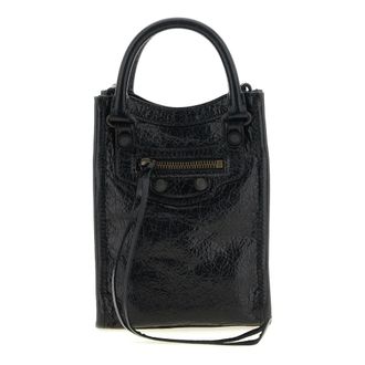 Balenciaga Le City Tote Telefoonhouder - Dames - Handtassen - Zwart - ONE Size - Katoen - Tassen