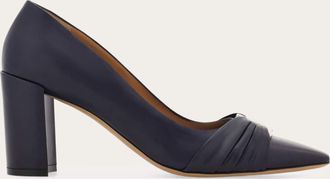 Ferragamo Women Gancini ornament pump with bock heel Blue Size 10.5