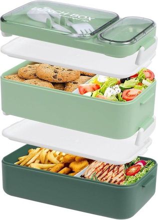 OEM Fiambreras, Fiambrera Para Adultos, Fiambrera Infantil, Fiambrera Con Compartimentos, Fiambrera Grande De 2 Niveles, Rosa, 1600 Ml, Verduras