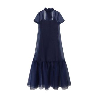 Staud Staud, Kleedjes, Dames, Blauw, M, Polyester, Calluna Dress