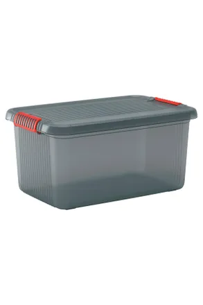Keter Aufbewahrungsbox, Grau, Orange, Kunststoff, Uni, 39x28x59 cm, Deckel, Deckel abnehmbar, stapelbar, Ordnen & Aufbewahren, Dekoboxen & Aufbewahrungsboxe