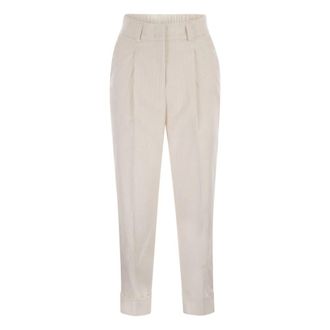 PESERICO 500 Stripe Velvet Broeken - Dames - Broeken - Wit - L - Katoen - Broeken
