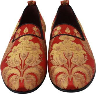 Dolce & Gabbana Mens Embroidered Silk Brocade Loafer Rayon Linen