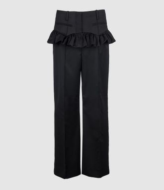 Ganni Pantalon Calendered Wool Black