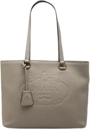Prada Pre-owned Vintage Tote Bag - Dames - Vintage Shopper - Grijs - ONE Size - Leer - Vintage