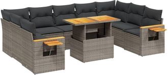 vidaXL Set De Sof&aacute;s De Jard&iacute;n 10 Pzas Con Cojines Rat&aacute;n Sint&eacute;tico Gris Vidaxl