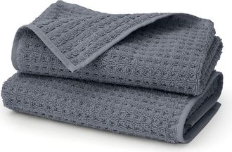Boll & Branch Set of 2 Waffle Organic Cotton Hand Towels in Mineral at Nordstrom
