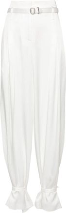 Jil Sander belted ankle-tie tailored trousers - women - Viscose/Acetate/Cotton - 40 - White