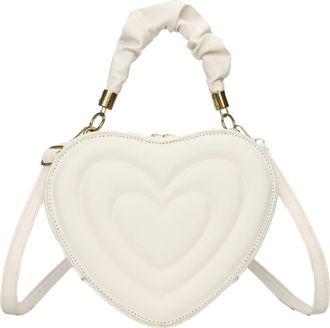 Generic Heart-Shaped Satchel Handbag for Women Leather Top Handle Purse Teen Cute Tote Crossbody Bags with zipper (White)