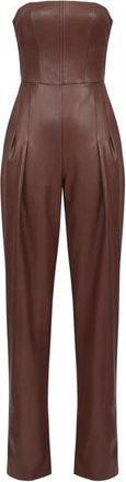 Elisabetta Franchi Ecopelle bustier jumpsuit met pences - Dames - Jumpsuits - Bruin - S - Jumpsuits & Playsuits