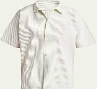 Homme Pliss&eacute; Issey Miyake Mens Monthly Colors July Pleated Short-Sleeve Shirt