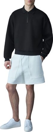 Mackage Felix Quarter Zip Polo Sweater in Black at Nordstrom, Size Large