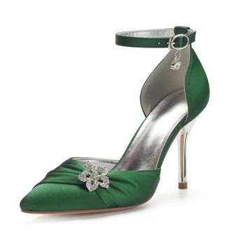 Miyoopark Womens Wedding Dress Shoes Stiletto High Heel Occasions Pumps M524 Dark Green UK 4.5