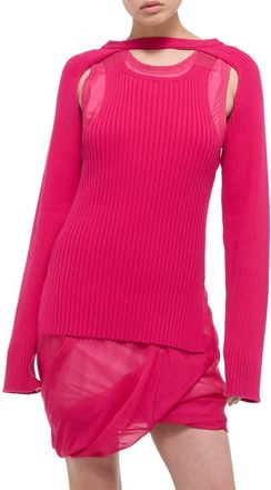 Helmut Lang Organic Cotton Rib Shrug in Fuschia at Nordstrom Rack, Size X-Small/small