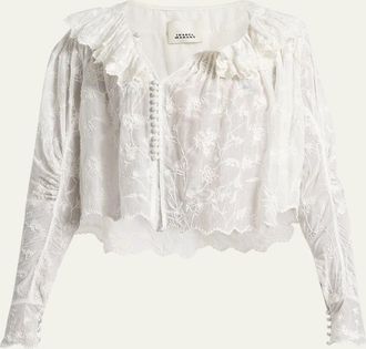 Isabel Marant Zelly Embroidered Button-Front Blouse