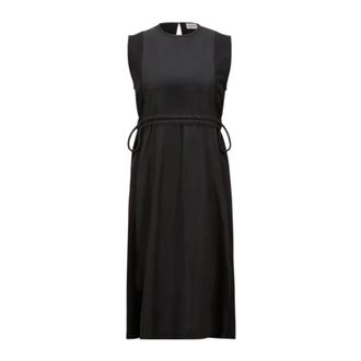 Moncler Kleedjes, Dames, Zwart, L, Midi Felpa Jurk