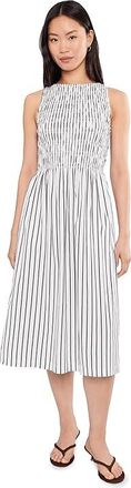 Madewell The Melody Boatneck Smocked Midi Dress Womens Dress White : XL (Womens 14-16), Cotton