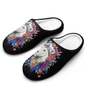 Generic Wild Natural Colorful Lion Funny Mens Slippers Cotton Warm House Shoes Memory Foam Sandals Print Size 7-14