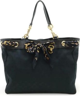 Gucci Pre-owned Tote Bags, female, Black, Size: ONE SIZE Pre-owned Canvas gucci-bags