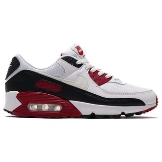 Nike Air Max 90 Leather Textile Unisex Low Top Trainers - White Maroon Black - Size:UK 7.5