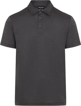 Giorgio Armani Zijden en Katoenen Polo - Heren - Polos - Grijs - XL - Katoen - Tops