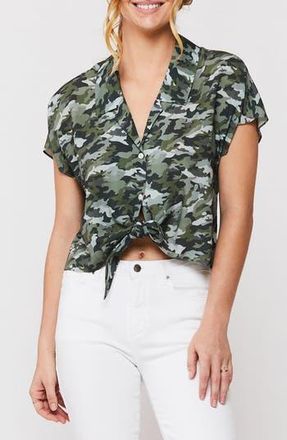 Velvet Heart Aquaria Tie Front Camp Shirt in Olive Camo at Nordstrom Rack, Size X-Small