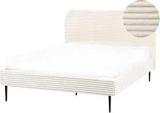 Beliani Beliani - Letto matrimoniale velluto a coste bianco sporco minimalista 140 x 200 cm Flayat