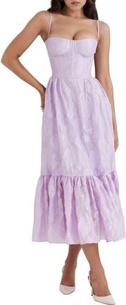 House of CB Mira Organza Corset Midi Dress in Pastel Lilac at Nordstrom, Size X-Large A
