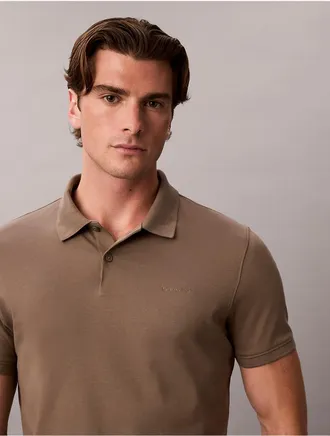 Calvin Klein Mens Liquid Touch Polo Shirt - Brown - 2XL