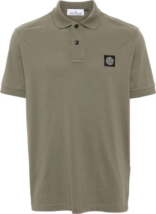 Stone Island compass-motif polo shirt - men - Cotton/Elastane - S - Green