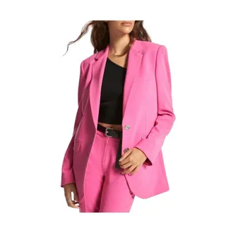 Michael Kors Jassen, Dames, Roze, M, Leer, Crepe Boyfriend Blazer