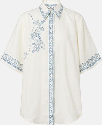 Alemais Al&eacute;mais Camicia Lucky in lino con stampa