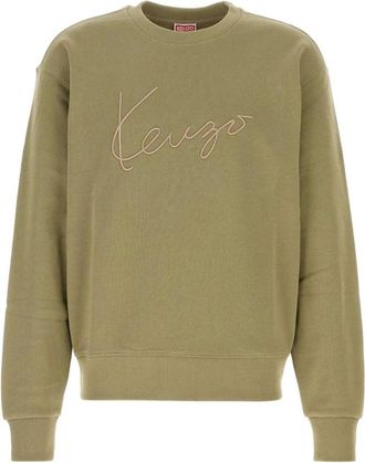 Kenzo Signature Geborduurd Sweatshirt - Heren - Sweatshirts - Groen - L - Katoen - Hoodies & sweatvesten