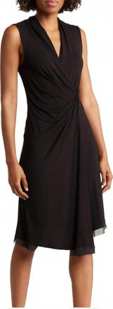 T Tahari V-Neck Midi Dress In Black