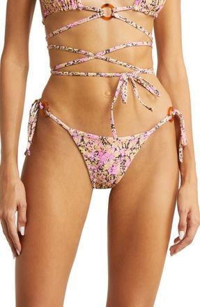 House of CB Floral Print Reversible Bikini Bottoms in Pink at Nordstrom, Size Medium